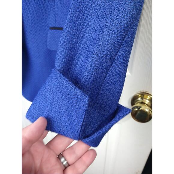 Le Suit Woman 8 Blazer Blue Black Lined Three Button Prof Career Core - Picture 6 of 12